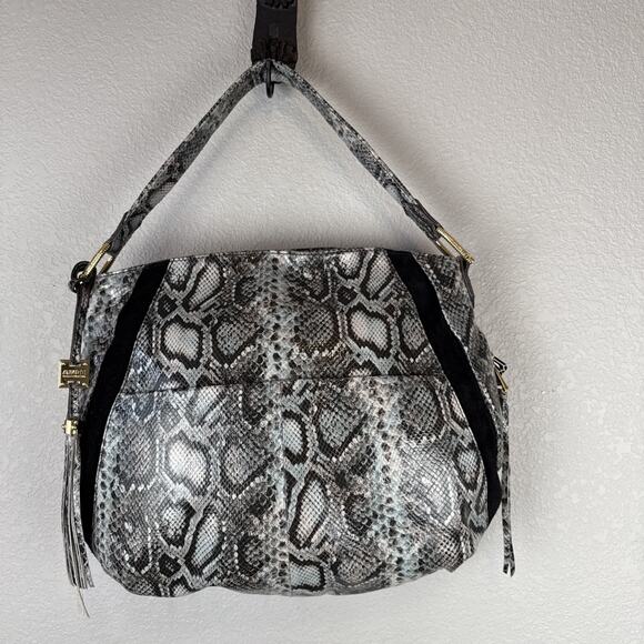 Aimee Kestenberg Tuscany Hobo Purse Shoulder Bag Suede Animal Print Leather - Picture 6 of 10